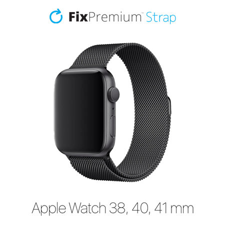 FixPremium - Remen Milanese Loop za Apple Watch (38, 40 & 41 mm), crni