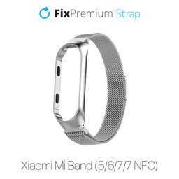FixPremium - Remen Milanese Loop za Xiaomi Mi Band (5/6/7/7 NFC), srebrni