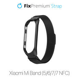 FixPremium - Remen Milanese Loop za Xiaomi Mi Band (5/6/7/7 NFC), crni
