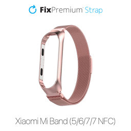 FixPremium - Remen Milanese Loop za Xiaomi Mi Band (5/6/7/7 NFC), ružičasto zlato