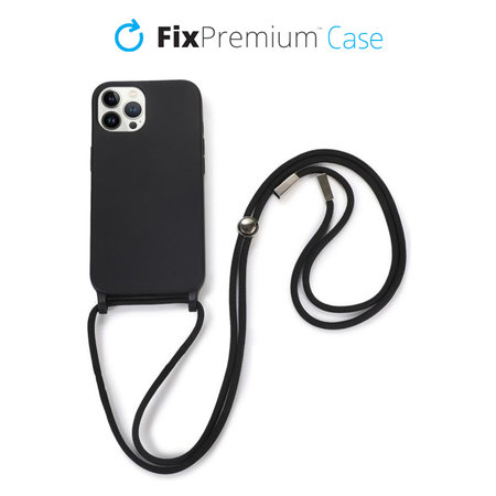 FixPremium - Silicon Case s String za iPhone 12 & 12 Pro, crna