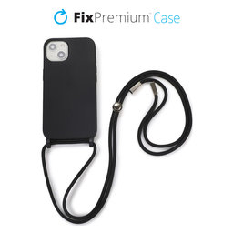 FixPremium - Silicon Case s String za iPhone 13 & 14, crna