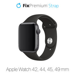 FixPremium - Silikonski remen za Apple Watch (42, 44, 45 & 49 mm), crni