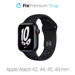 FixPremium - Silikonski sportski remen za Apple Watch (42, 44, 45 & 49 mm), crni