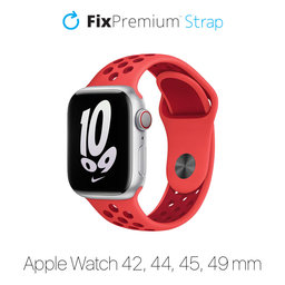 FixPremium - Silikonski sportski remen za Apple Watch (42, 44, 45 & 49 mm), crveni