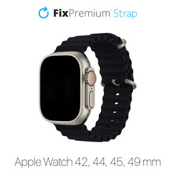 FixPremium - Pašček Ocean Loop za Apple Watch (42, 44, 45 in 49mm), črn