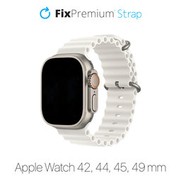 FixPremium - Pašček Ocean Loop za Apple Watch (42, 44, 45 in 49mm), bel