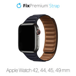 FixPremium - Remen Leather Loop TPU za Apple Watch (42, 44, 45 & 49 mm), crni