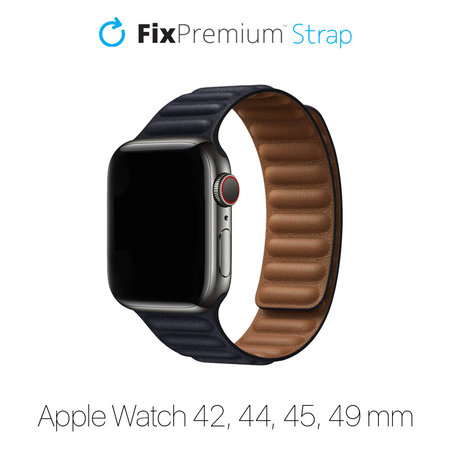 FixPremium - Remen Leather Loop TPU za Apple Watch (42, 44, 45 & 49 mm), crni