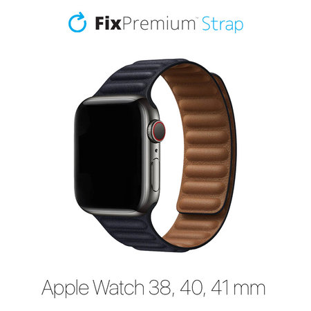 FixPremium - Remen Leather Loop TPU za Apple Watch (38, 40 & 41 mm), crni