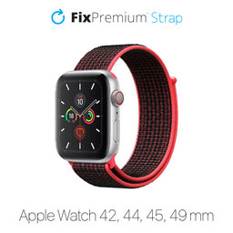 FixPremium - Najlonski pašček za Apple Watch (42, 44, 45 in 49mm), rdeč