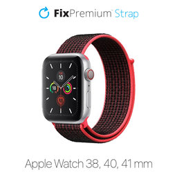 FixPremium - Najlonski remen za Apple Watch (38, 40 & 41 mm), crveni