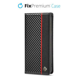 FixPremium - Maska Carbon Wallet za Samsung Galaxy S22 Ultra, crna