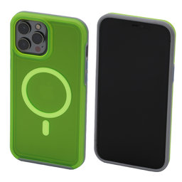 FixPremium - Maska Clear s MagSafe za iPhone 13 Pro Max, neon zelena