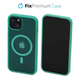 FixPremium - Maska Clear s MagSafe za iPhone 14, mint plava