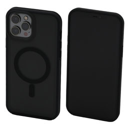 FixPremium - Ovitek Clear with MagSafe za iPhone 12 Pro Max, mraz črna