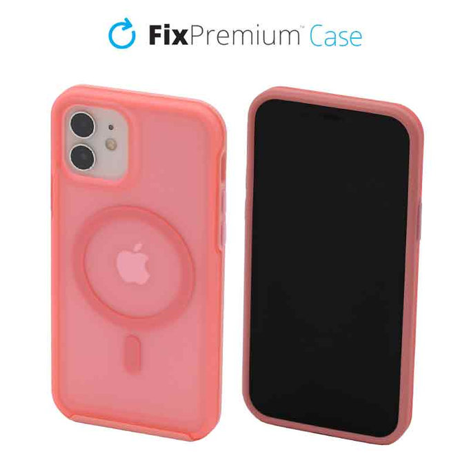 FixPremium - Maska Clear s MagSafe za iPhone 12 & 12 Pro, peach pink