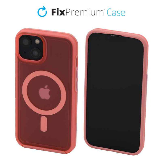 FixPremium - Maska Clear s MagSafe za iPhone 13, breskvasto ružičasta