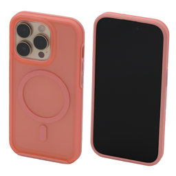 FixPremium - Maska Clear s MagSafe za iPhone 14 Pro, breskvasto ružičasta