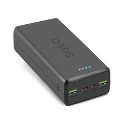 SBS - PowerBank 30 000 mAh, 2x USB-C, 2x USB PowerDelivery 20W, črna