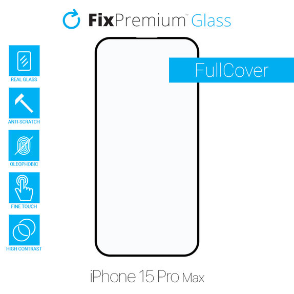 FixPremium FullCover Glass - Kaljeno Staklo za iPhone 15 Pro Max