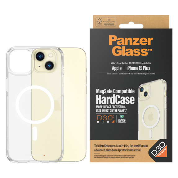 Maska HardCase D3O s MagSAFE by PanzerGlass za iPhone 15 Plus, Prozirna, PanzerGlass