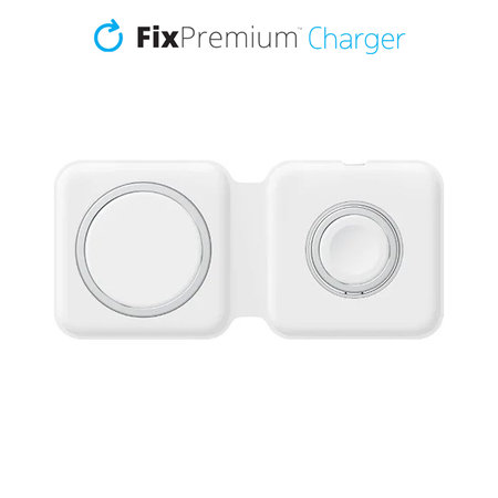 FixPremium - MagSafe Duo za iPhone a Apple Watch, bijela