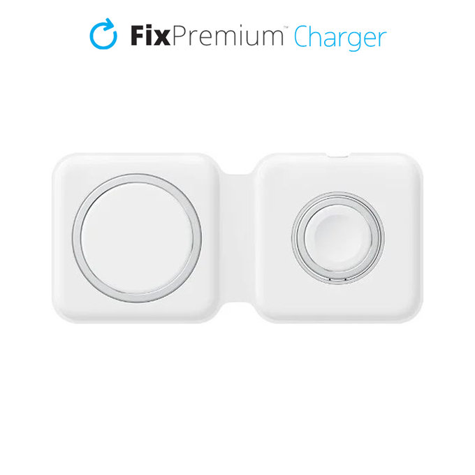 FixPremium - MagSafe Duo za iPhone a Apple Watch, bijela