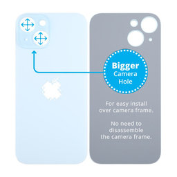 Apple iPhone 15 - Steklo zadnjega ohišja s povečano luknjo za kamero (Blue)