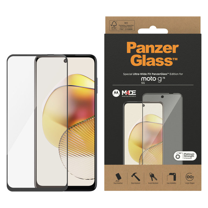 Kaljeno staklo UWF za Motorola Moto G73 5G, Crna, PanzerGlass