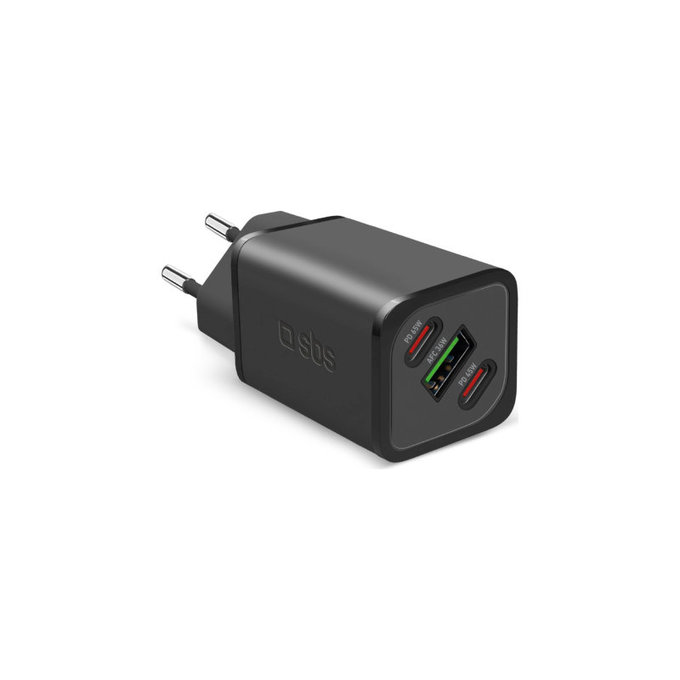 Putni adapter NanoTube 2x USB-C/USB-A, GaN, 65 W PD, crna, SBS