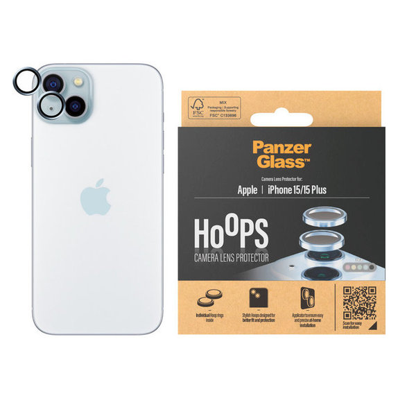 Zaštita objektiva kamere Hoops za iPhone 15/15 Plus, Plava, PanzerGlass