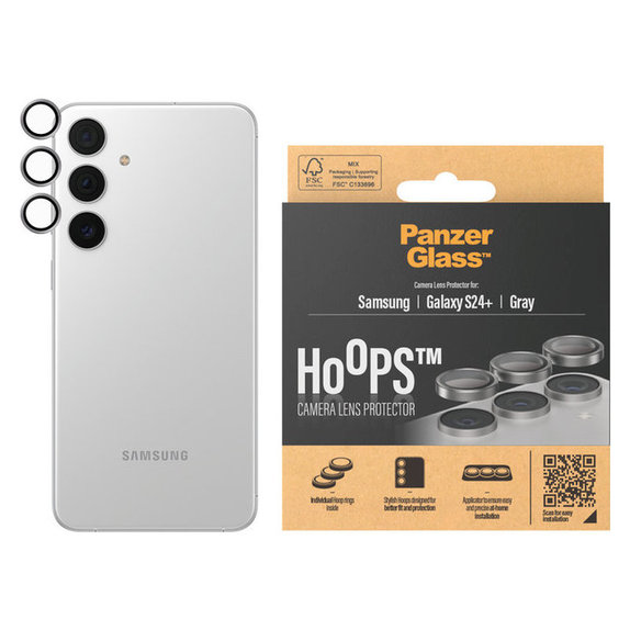 Zaštita objektiva kamere Hoops za Samsung Galaxy S24+, Siva, PanzerGlass