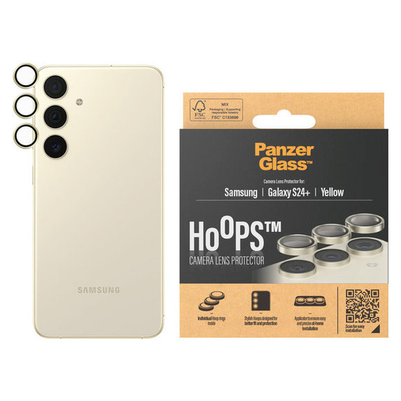 Zaštita objektiva kamere Hoops za Samsung Galaxy S24+, Žuta, PanzerGlass