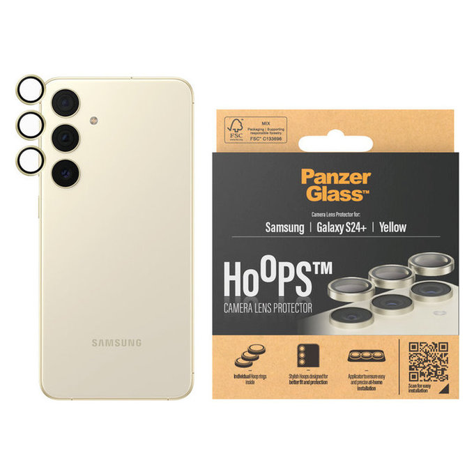 Zaštita objektiva kamere Hoops za Samsung Galaxy S24+, Žuta, PanzerGlass