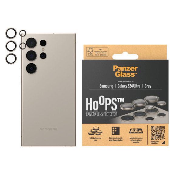 Zaštita objektiva kamere Hoops za Samsung Galaxy S24 Ultra, Siva, PanzerGlass