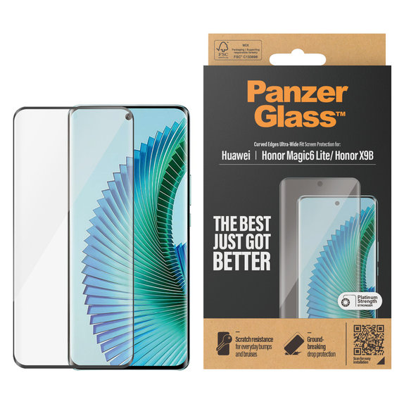 Kaljeno staklo UWF za Honor Magic6 Lite, Crna, PanzerGlass
