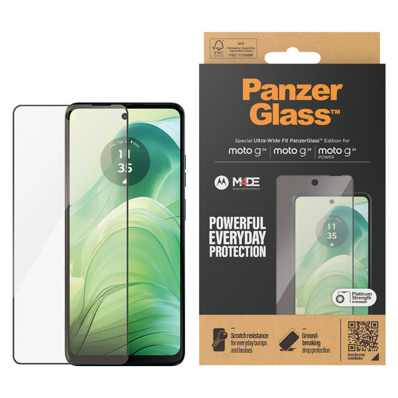 Kaljeno staklo UWF za Motorola Moto G04/E14/G24 Power, Crna, PanzerGlass