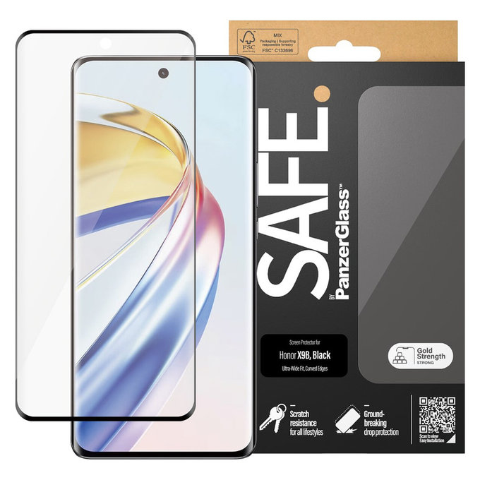 Kaljeno staklo UWF za Honor Magic6 Lite, Crna, SAFE by PanzerGlass