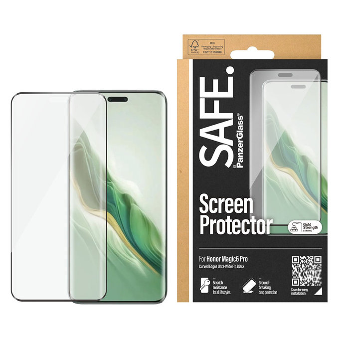 Kaljeno staklo UWF za Honor Magic6 Pro, Crna, SAFE by PanzerGlass
