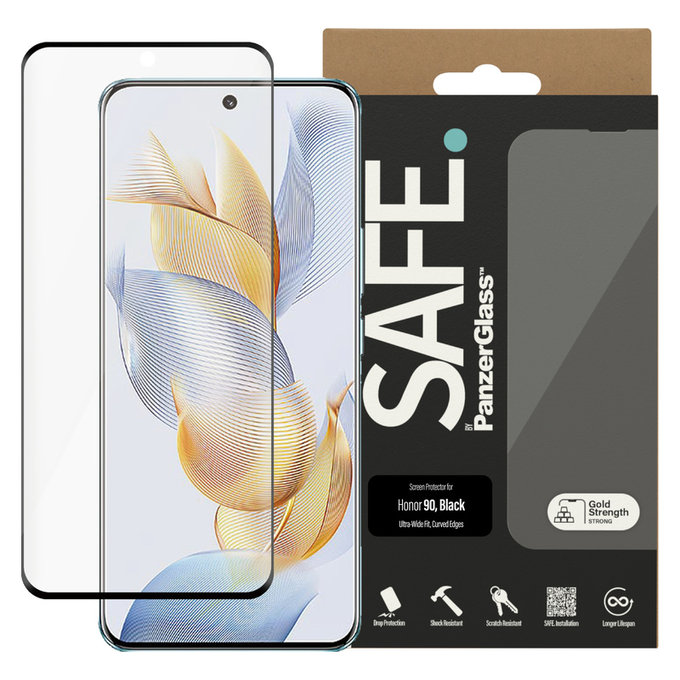 Kaljeno staklo UWF za Honor 90, Crna, SAFE by PanzerGlass