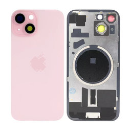 Apple iPhone 15 - Steklo zadnjega ohišja + Leča kamere + Kovinska plošča + Magsafe magnet (Pink)