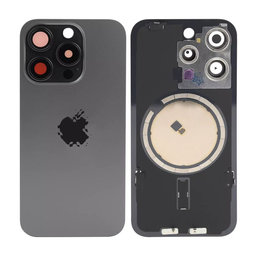 Apple iPhone 15 Pro - Steklo zadnjega ohišja + Leča kamere + Kovinska plošča + Magsafe magnet (Black Titanium)