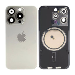 Apple iPhone 15 Pro - Steklo zadnjega ohišja + Leča kamere + Kovinska plošča + Magsafe magnet (Natural Titanium)