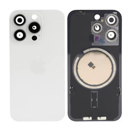 Apple iPhone 15 Pro - Steklo zadnjega ohišja + Leča kamere + Kovinska plošča + Magsafe magnet (White Titanium)