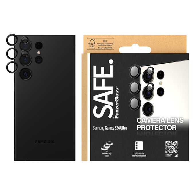 Zaštita objektiva kamere za Samsung Galaxy S24 Ultra, Crna, SAFE by PanzerGlass