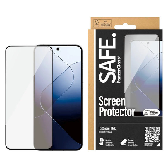 Kaljeno staklo UWF za Xiaomi 14/13, Crna, SAFE by PanzerGlass