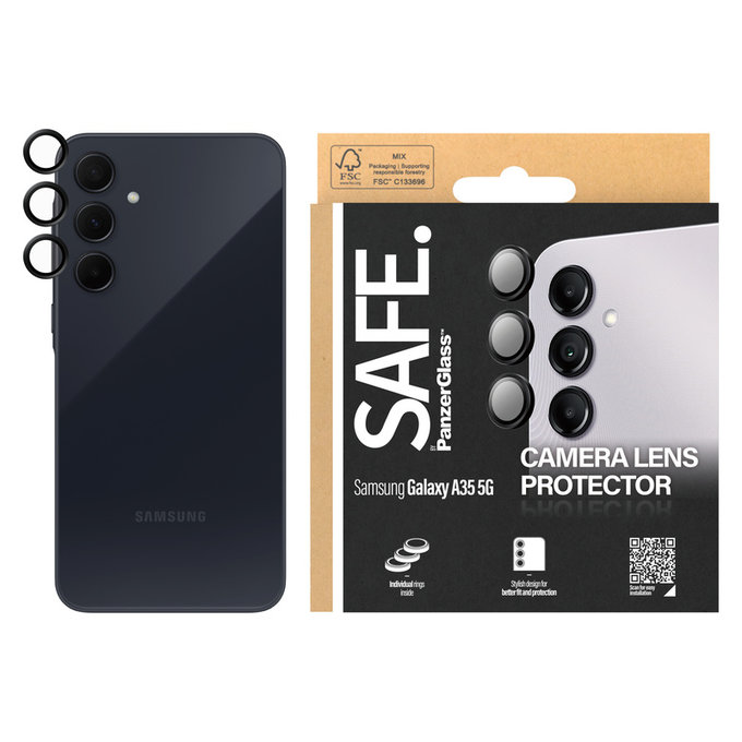 Zaštita objektiva kamere za Samsung Galaxy A34 5G, Crna, SAFE by PanzerGlass