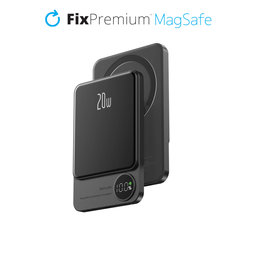 FixPremium - MagSafe PowerBank s LCD 5000mAh, crno