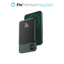 FixPremium - MagSafe PowerBank s LCD 5000mAh, zeleni